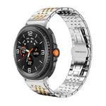 For Samsung Galaxy Watch8 22mm xDfind Seven-bead Solid Stainless Steel Watch Band(Silver Gold)