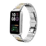For Huawei Band 10 / 9 / 8 14mm xDfind Seven-bead Solid Stainless Steel Watch Band(Silver Gold)