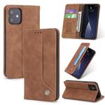 For iPhone 12 mini POLA 008 Series Retro Magnetic Horizontal Flip Leather Case with Holder & Card Slots(Brown)