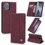 For iPhone 12 Pro Max POLA 008 Series Retro Magnetic Horizontal Flip Leather Case with Holder & Card Slots(Red)