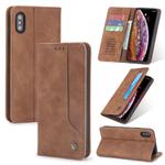 For iPhone X / XS POLA 008 Series Retro Magnetic Horizontal Flip Leather Case with Holder & Card Slots(Brown)