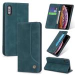 For iPhone X / XS POLA 008 Series Retro Magnetic Horizontal Flip Leather Case with Holder & Card Slots(Blue)