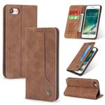 For iPhone 8 / 7 POLA 008 Series Retro Magnetic Horizontal Flip Leather Case with Holder & Card Slots(Brown)