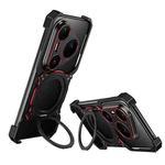 For Huawei Pura 80 Pro+ Mechanical Arm Borderless MagSafe Holder Metal Phone Case(Black Red)