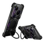 For Huawei Pura 80 Pro+ Mechanical Arm Borderless MagSafe Holder Metal Phone Case(Black Purple)