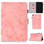 For Samsung Galaxy Tab A7 (2020) T500 Marble Style Cloth Texture Leather Case with Bracket & Card Slot & Pen Slot & Anti Skid Strip(Pink)