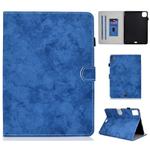 For iPad Air 2022 / 2020 10.9 Marble Style Cloth Texture Leather Case with Bracket & Card Slot & Pen Slot & Anti Skid Strip(Blue)