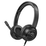 hoco W112 Pure 3.5mm Plug Wired Headphones With Microphone(Black)