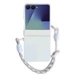 For Samsung Galaxy Z Flip7 5G Integrated Hinge Side Buckle Skin Feel PC Phone Case with Strap(White)