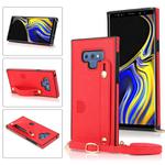 For Samsung Galaxy Note9 Wrist Strap PU+TPU Shockproof Protective Case with Crossbody Lanyard & Holder & Card Slot(Red)
