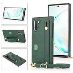 For Samsung Galaxy Note 10 Wrist Strap PU+TPU Shockproof Protective Case with Crossbody Lanyard & Holder & Card Slot(Green)