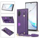 For Samsung Galaxy Note 10 Pro Wrist Strap PU+TPU Shockproof Protective Case with Crossbody Lanyard & Holder & Card Slot(Purple)
