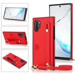 For Samsung Galaxy Note 10 Pro Wrist Strap PU+TPU Shockproof Protective Case with Crossbody Lanyard & Holder & Card Slot(Red)