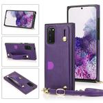 For Samsung Galaxy S20 Plus Wrist Strap PU+TPU Shockproof Protective Case with Crossbody Lanyard & Holder & Card Slot(Purple)
