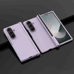 For Samsung Galaxy Z Fold7 5G Integrated Pen Slot Hinge Folding Phone Case, No Stylus(Sakura Purple)