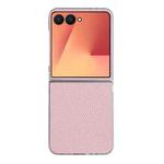 For Samsung Galaxy Z Flip7 5G Litchi Texture Leather Clear Jelly PC Phone Case(Pink)
