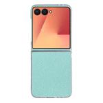 For Samsung Galaxy Z Flip7 5G Litchi Texture Leather Clear Jelly PC Phone Case(Mint Green)
