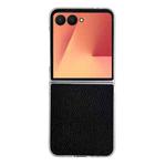 For Samsung Galaxy Z Flip7 5G Litchi Texture Leather Clear Jelly PC Phone Case(Black)