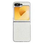 For Samsung Galaxy Z Flip6 Litchi Texture Leather Clear Jelly PC Phone Case(White)