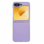 For Samsung Galaxy Z Flip5 Litchi Texture Leather Clear Jelly PC Phone Case(Purple)