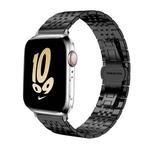 For Apple Watch 42 / 44 / 45 / 46 / 49mm 22mm xDfind Seven-bead Solid Stainless Steel Watch Band(Black)