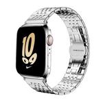 For Apple Watch 42 / 44 / 45 / 46 / 49mm 22mm xDfind Seven-bead Solid Stainless Steel Watch Band(Silver)