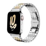 For Apple Watch 38 / 40 / 41 / S10 42mm 20mm xDfind Seven-bead Solid Stainless Steel Watch Band(Silver Gold)