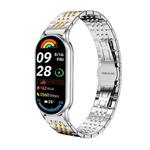 For Xiaomi Smart Band 10 / 9 / 8 NFC 14mm xDfind Seven-bead Solid Stainless Steel Watch Band(Silver Gold)