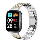 For Redmi Watch 3 Active / Lite 20mm xDfind Seven-bead Solid Stainless Steel Watch Band(Silver Gold)