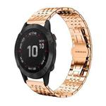 For Garmin Fenix 8/7X/6X/5X 26mm 22mm xDfind Seven-bead Solid Stainless Steel Watch Band(Rose Gold)