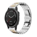 For Garmin Fenix 8/7S/6S/5S 20mm 18mm xDfind Seven-bead Solid Stainless Steel Watch Band(Silver Gold)
