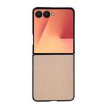 For Samsung Galaxy Z Flip7 5G Weave Texture PU Hybrid PC Phone Case(Apricot)