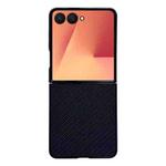 For Samsung Galaxy Z Flip7 5G Weave Texture PU Hybrid PC Phone Case(Black)