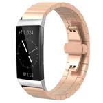 For Fitbit Charge 4 / 3 18mm xDfind One-bead Bamboo Solid Stainless Steel Watch Band(Rose Gold)