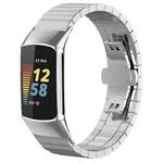 For Fitbit Charge 6 / 5 18mm xDfind One-bead Bamboo Solid Stainless Steel Watch Band(Silver)