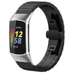 For Fitbit Charge 6 / 5 18mm xDfind One-bead Bamboo Solid Stainless Steel Watch Band(Black)