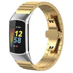 For Fitbit Charge 6 / 5 18mm xDfind One-bead Bamboo Solid Stainless Steel Watch Band(Gold)