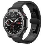 For Amazfit T-Rex 3 22mm xDfind One-bead Bamboo Solid Stainless Steel Watch Band(Black)