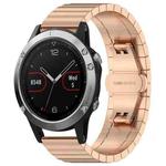 For Garmin Fenix 8/7/6/5 22mm 20mm xDfind One-bead Bamboo Solid Stainless Steel Watch Band(Rose Gold)