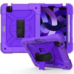 For iPad Air 2022 / 2020 10.9 / Air 2022 Shockproof PC + Silicone Combination Case with Holder & Hand Strap & Shoulder Strap(Purple + Purple)