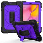 For Samsung Galaxy Tab A 10.1 (2019) T510/T515 Shockproof PC + Silicone Combination Case with Holder & Hand Strap & Shoulder Strap(Black + Purple)