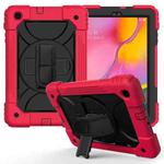 For Samsung Galaxy Tab A 10.1 (2019) T510/T515 Shockproof PC + Silicone Combination Case with Holder & Hand Strap & Shoulder Strap(Red + Black)