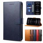 For iPhone 12 / 12 Pro GUSSIM Business Style Horizontal Flip Leather Case with Holder & Card Slots & Wallet(Blue)