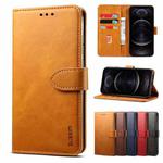 For iPhone 12 / 12 Pro GUSSIM Business Style Horizontal Flip Leather Case with Holder & Card Slots & Wallet(Khaki)