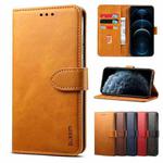 For iPhone 12 Pro Max GUSSIM Business Style Horizontal Flip Leather Case with Holder & Card Slots & Wallet(Khaki)