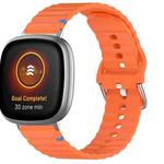 For Fitbit Versa 3 / 4 / Sense 2 Wavy Grain Stitched Silicone Watch Band(Orange)