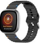 For Fitbit Versa 3 / 4 / Sense 2 Wavy Grain Stitched Silicone Watch Band(Black)