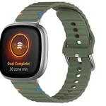 For Fitbit Versa 3 / 4 / Sense 2 Wavy Grain Stitched Silicone Watch Band(Army Green)