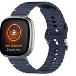 For Fitbit Versa 3 / 4 / Sense 2 Wavy Grain Stitched Silicone Watch Band(Midnight Blue)