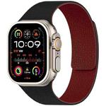 For Apple Watch 42 / 44 / 45 / 46 / 49mm xDfind Flat Head Litchi Texture Magnetic Silicone Watch Band(Black Red)